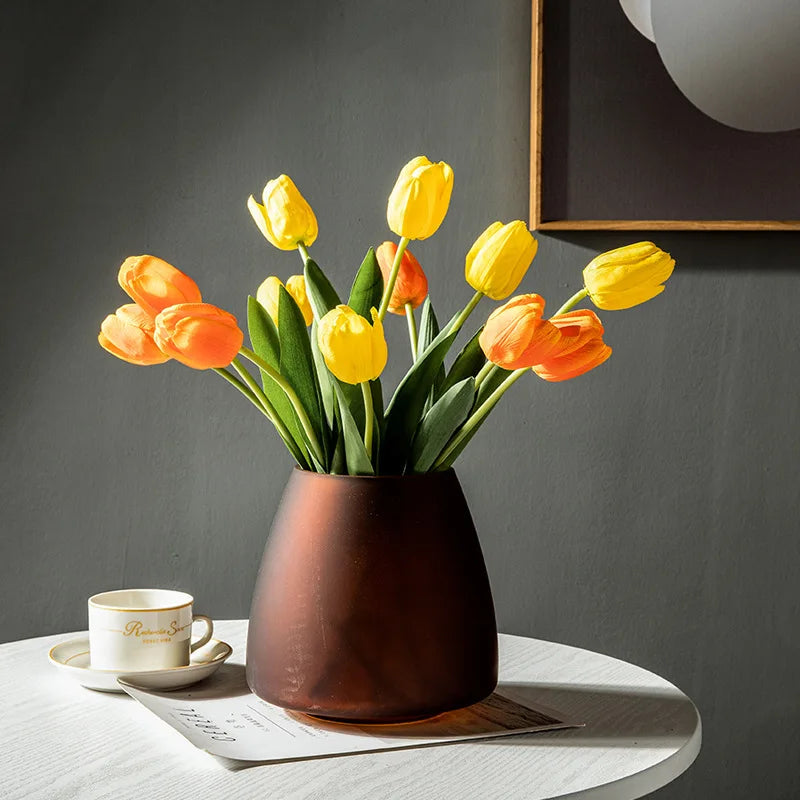 Nordic Frosted Glass Vase | Light Luxury Tabletop & Hydroponic Accent