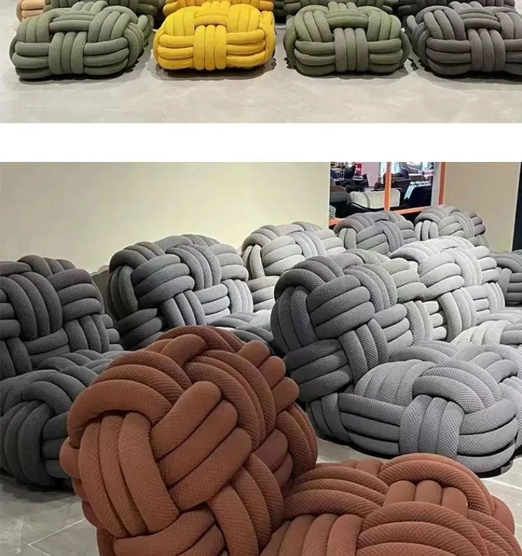 Any Size Custom Nordic Knit Lounge Chair Handwoven Chenille Fabric High Resilience Foam Comfortable Minimalist Living Room Leisu - view 18