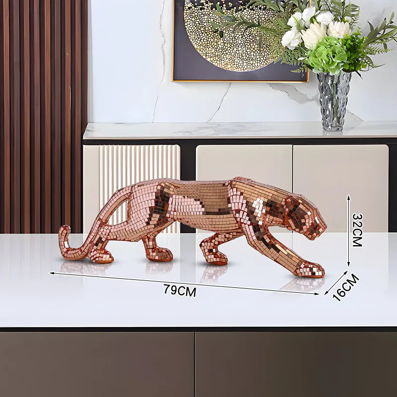 Modern Luxury Leopard Sculptures Desk Ornaments Art Leopard Figurines Living Room Creative Animals Sculptures Bedroom Home Decor