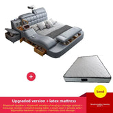 Smart Massage Storage Bed Multifunction Leather Bed Frame King Size Smart Bed With Projector Bluetooth Modern Bedroom Furniture