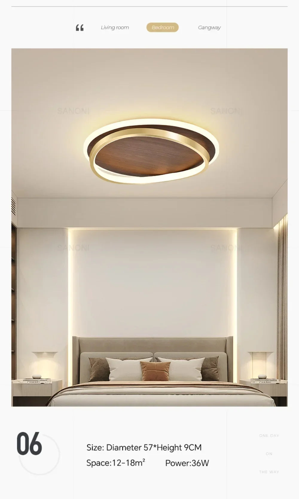 DAMIASMIL LED Modern Ceiling Lamp Creative Round Walnut Wood Color Ceiling Light for Bedroom Study Restaurant Lighting Lustre - view 19
