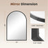 Architectural mirror with dimensions and thickness details on a beige background