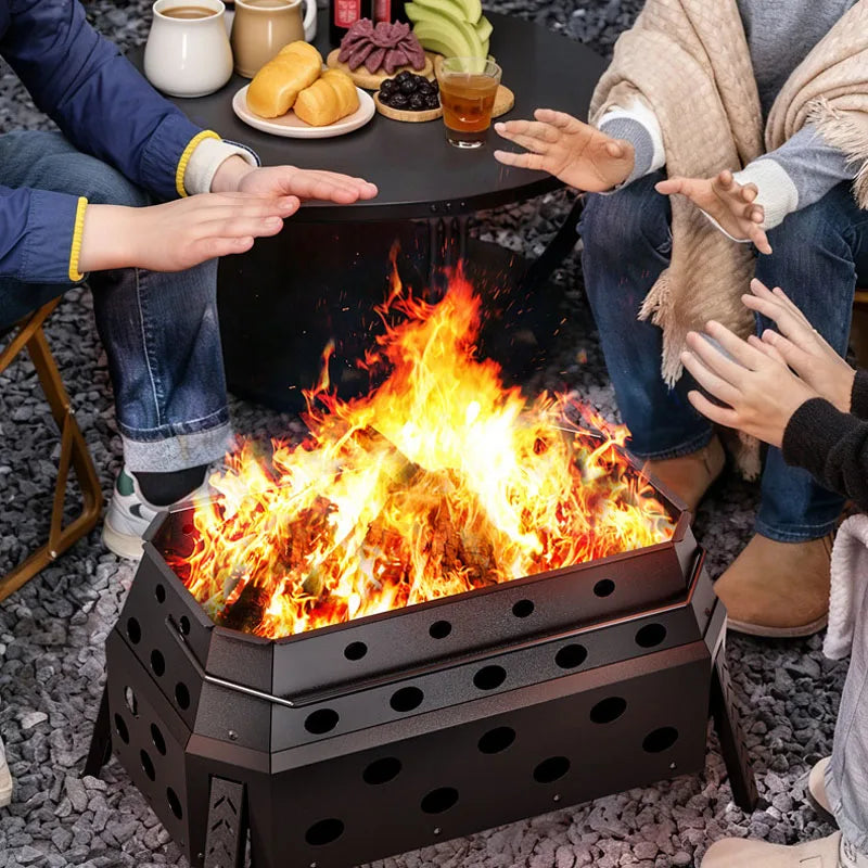 Portable Folding Campfire Grill Outdoor Wood Burning Stove for Camping And Hiking Lightweight Charcoal Fire Pit - view 5