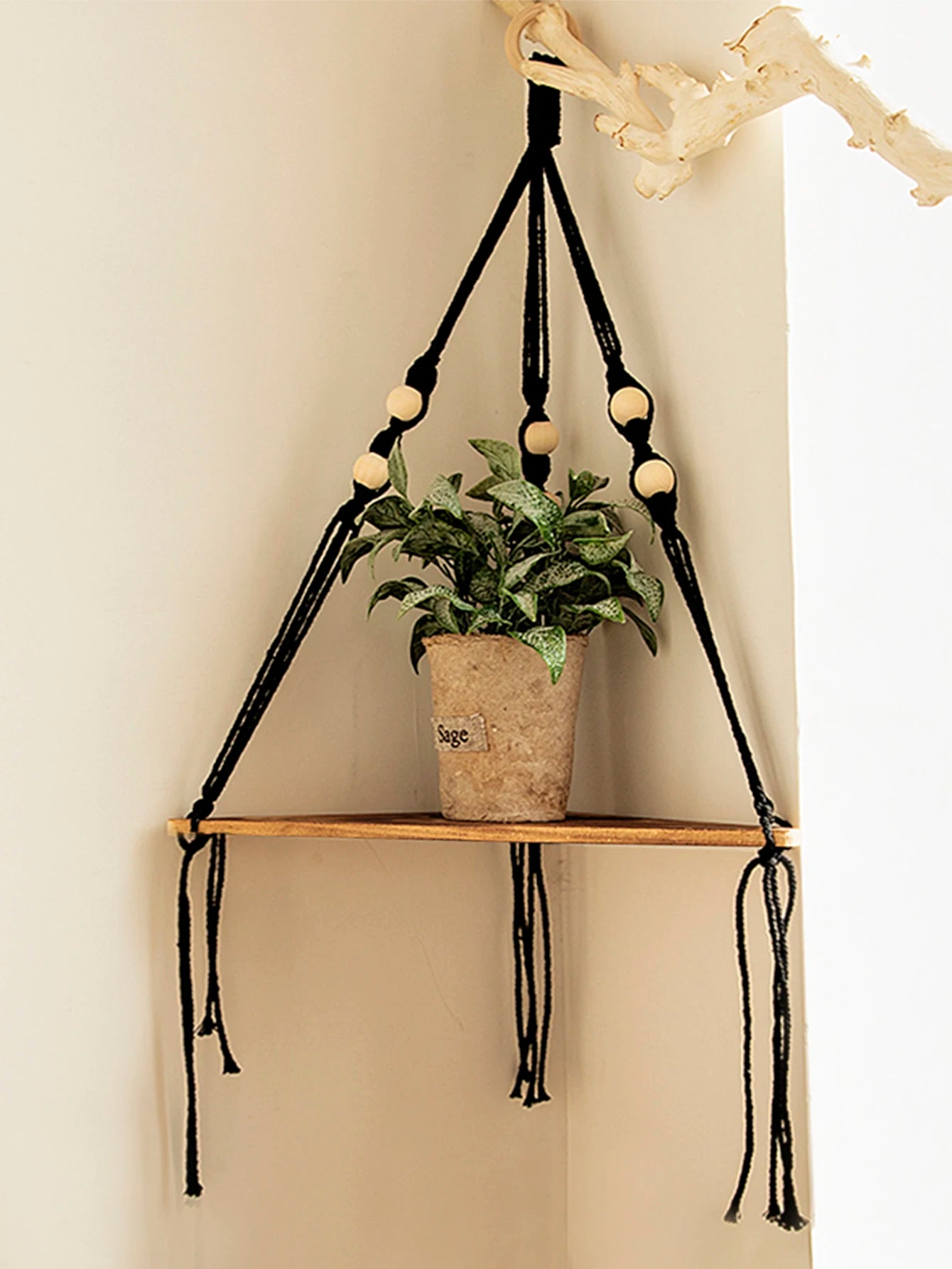 Macrame Floating Wall Shelf Organizer Boho Room Nordic