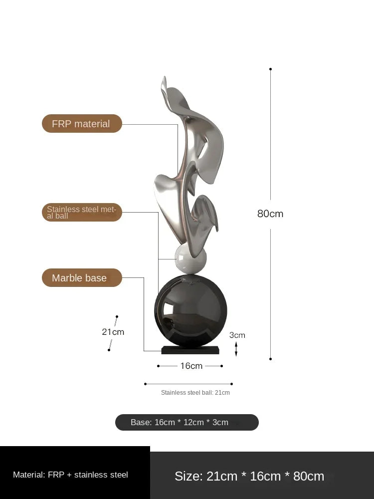 Modern Light Luxury HomeDecor Electroplated Geometric Statue Large Size Resin Crafts Living Room Entrance Decoration Accessories