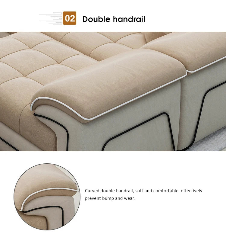 Modern Living Room Lounge 7 Seats U-Shaped Sofa Set Furniture L-Shaped Combination Sofa Luxury Microfiber Fabric Modular Sofa - view 9