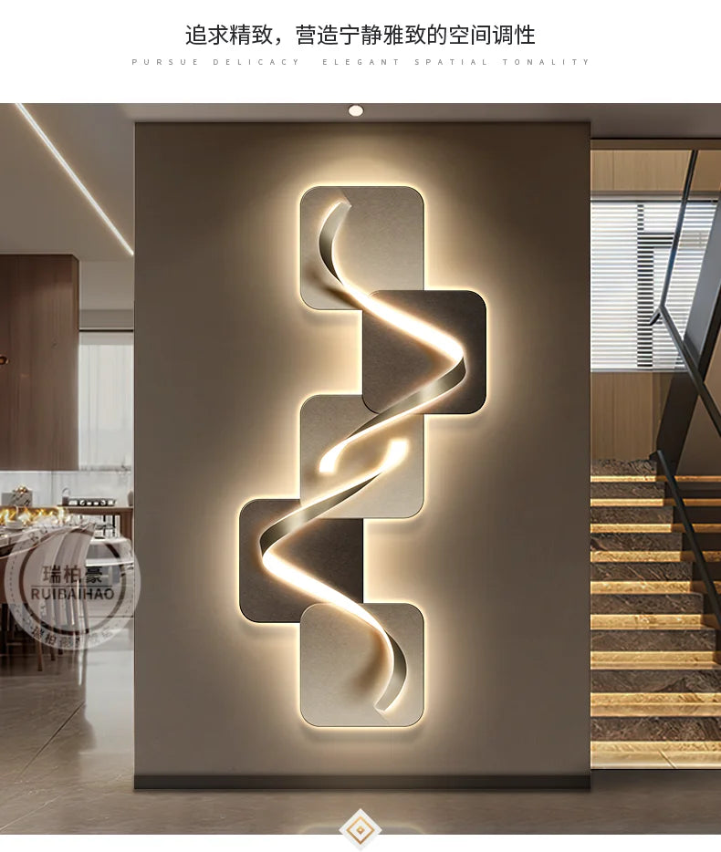 Light luxury entrance hall decoration painting, LED lights, Italian minimalist living room, high-end mural in the corridor - view 13