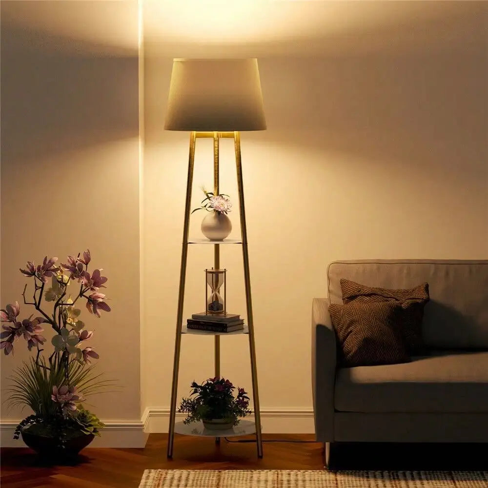 Modern Shelf Floor Lamp With 3 Levels Shelf with Remote Control