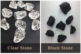 Two sets of stones labeled &