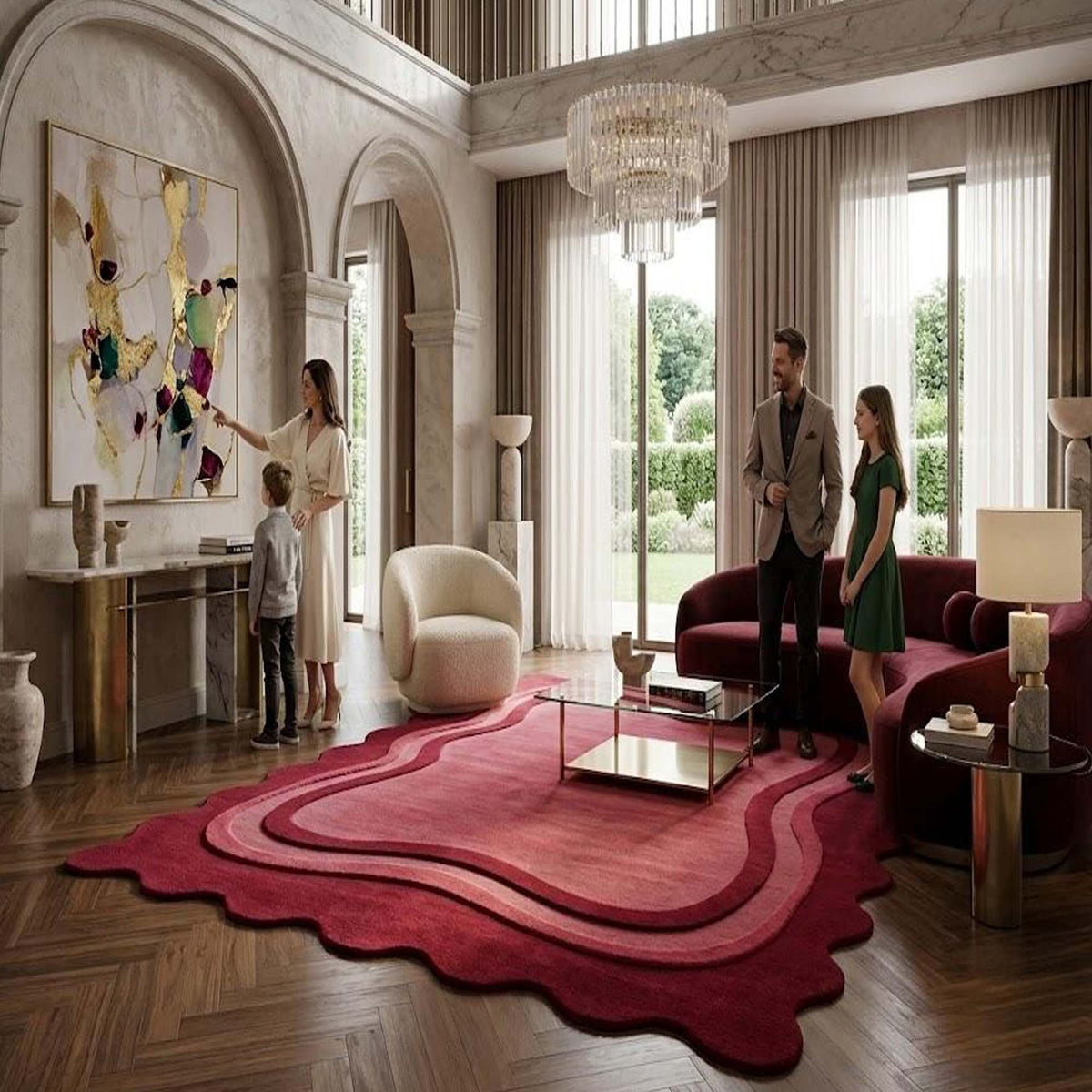 Modern Sculpted Wave Hand Tufted Rug