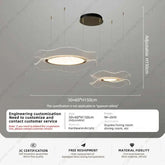 Round modern LED ceiling chandelier with adjustable suspension, sleek Nordic design, acrylic and hardware materials, ideal for living or dining rooms.