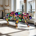 Color-changing leopard resin statue showcasing vibrant colors, an artistic sculpture ideal for luxury home decor.