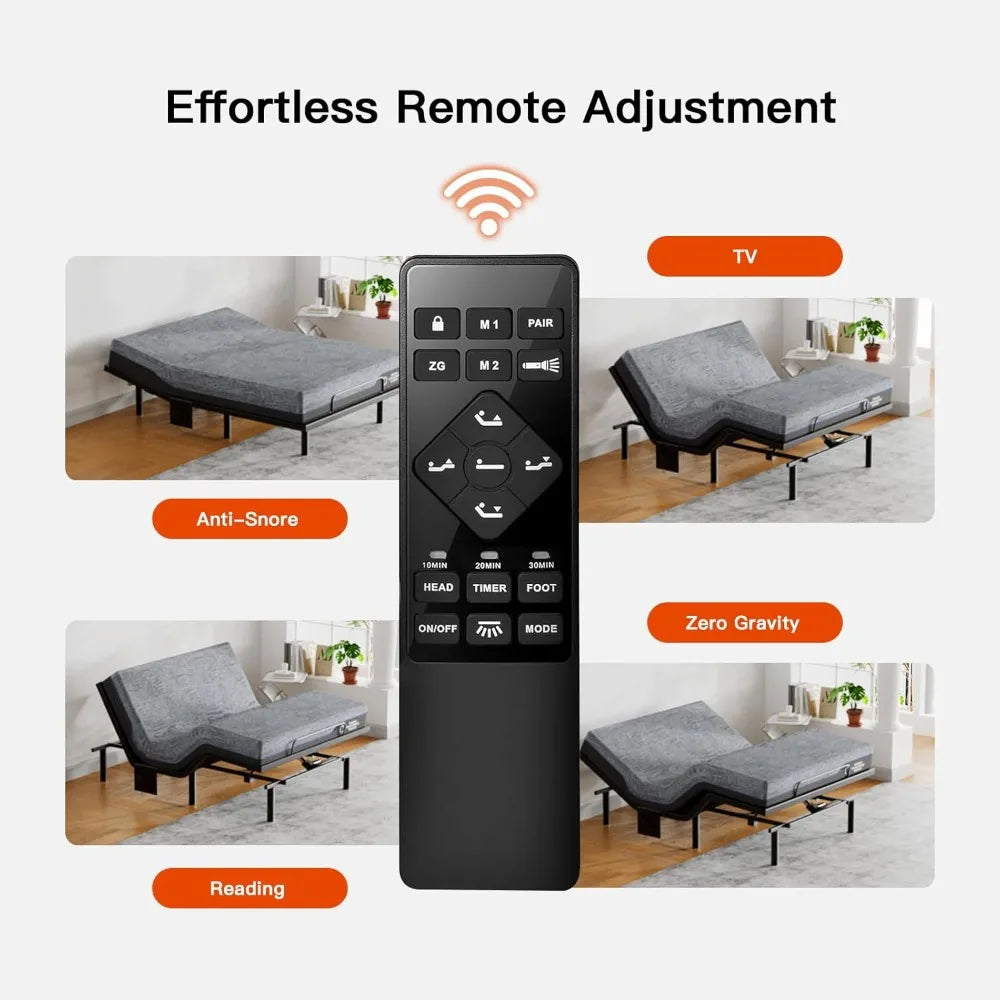 Adjustable Bed Frame with Split King Cooling Gel Memory Foam Mattress 14 Inch Medium Firm Massage Wireless Remote USB Ports