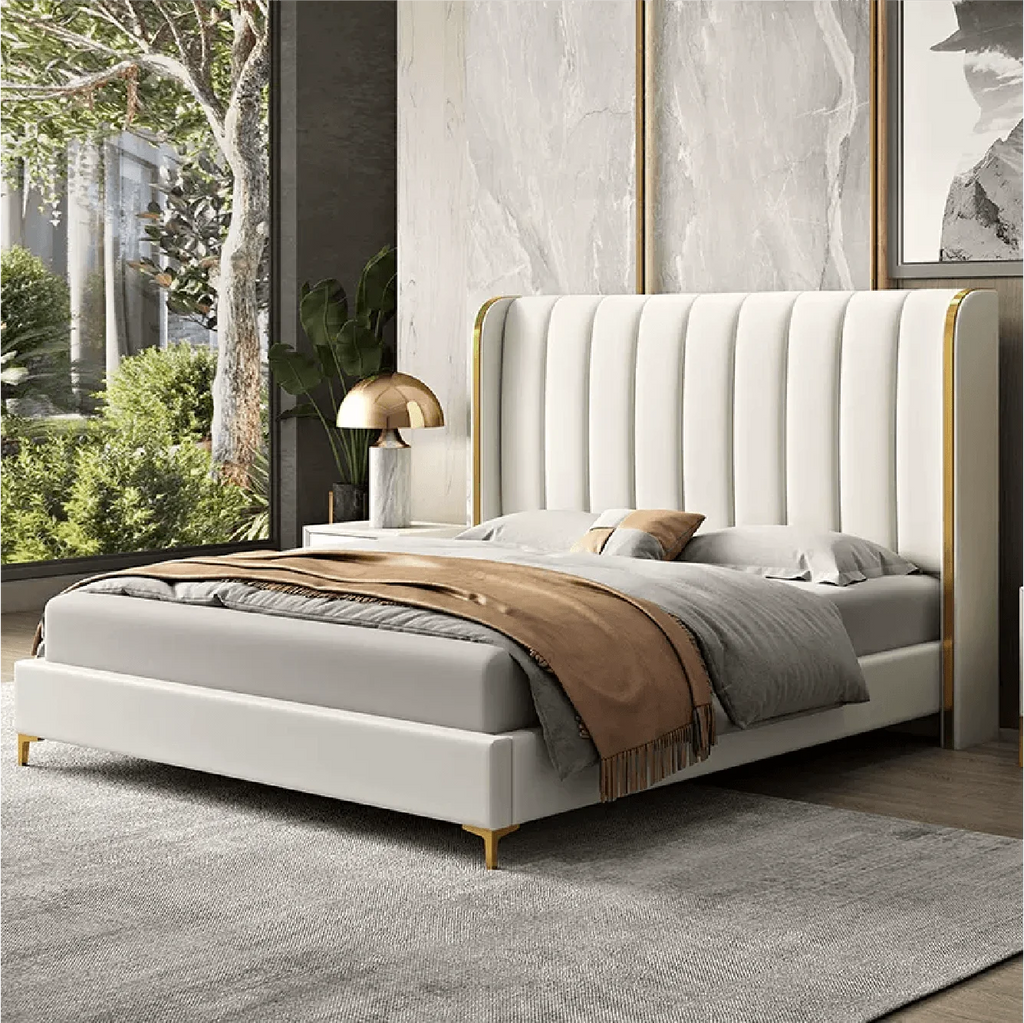 Soft Wooden Bed in King or Queen Size Upholstered