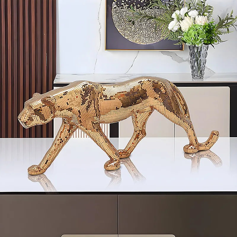Modern Luxury Leopard Sculptures Desk Ornaments Art Leopard Figurines Living Room Creative Animals Sculptures Bedroom Home Decor