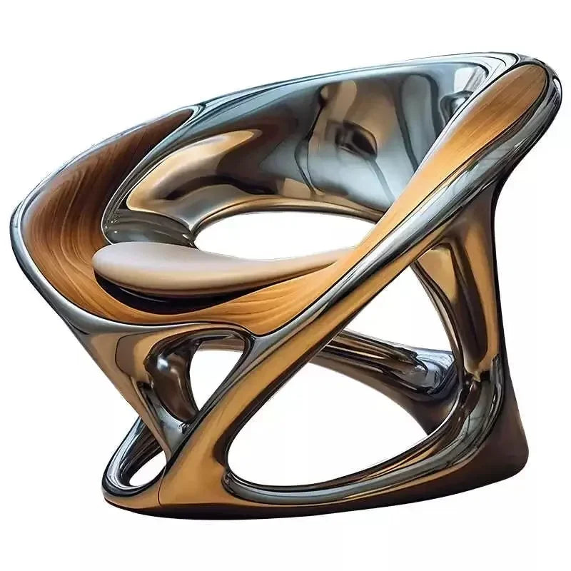 MX Nordic Designer Creative Leisure Chair Living Room Balcony Single Sofa Negotiation Chair Hollow Electroplating Chair