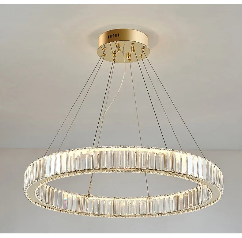 Modern Luxury Ring Crystal Led Ceiling Chandelier Living Dining Room Bedroom Lustre Decor Pendant Lights Hanging Lamp Fixture