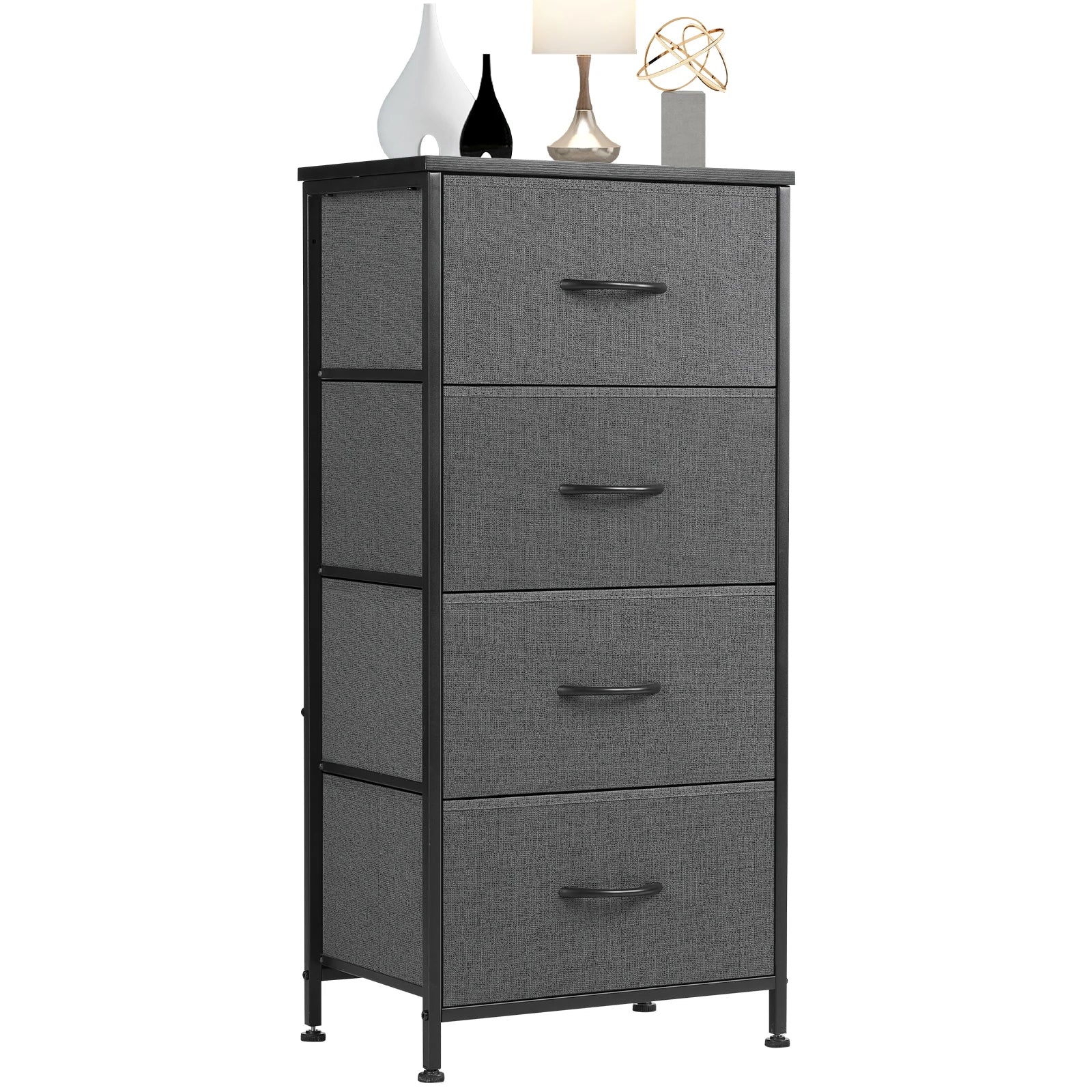 JHK 4-Drawer Fabric Dresser for Bedroom with Steel Frame Storage Cabinet