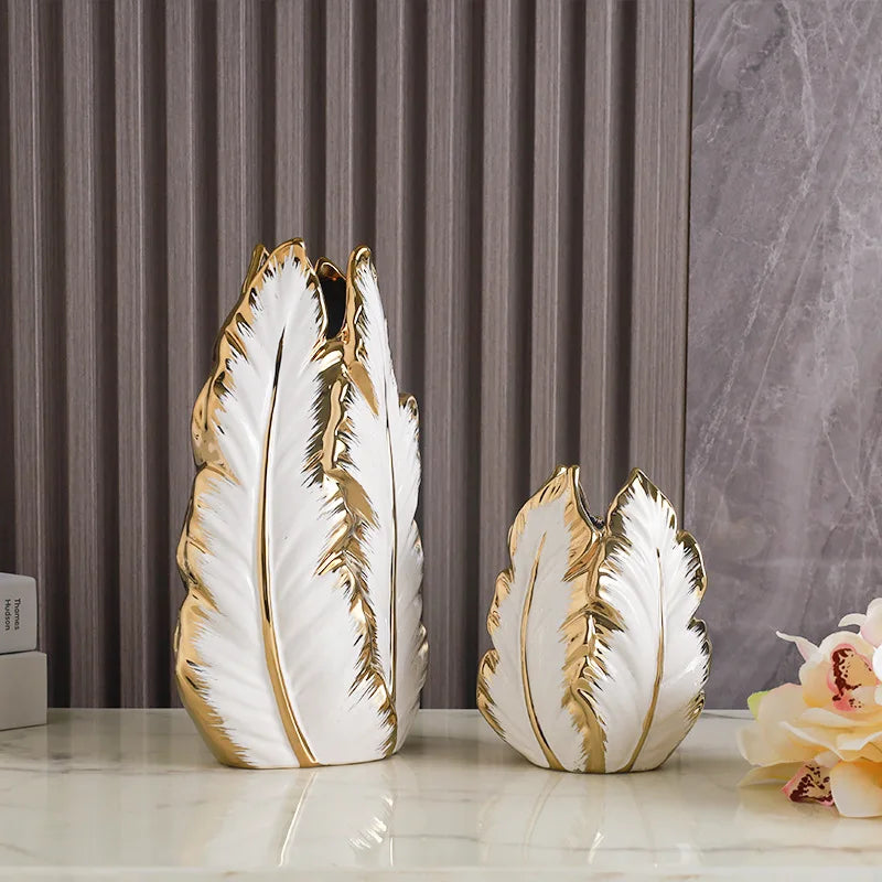 Nordic Gold-Painted Ceramic Vase | Luxury Home Décor Accent