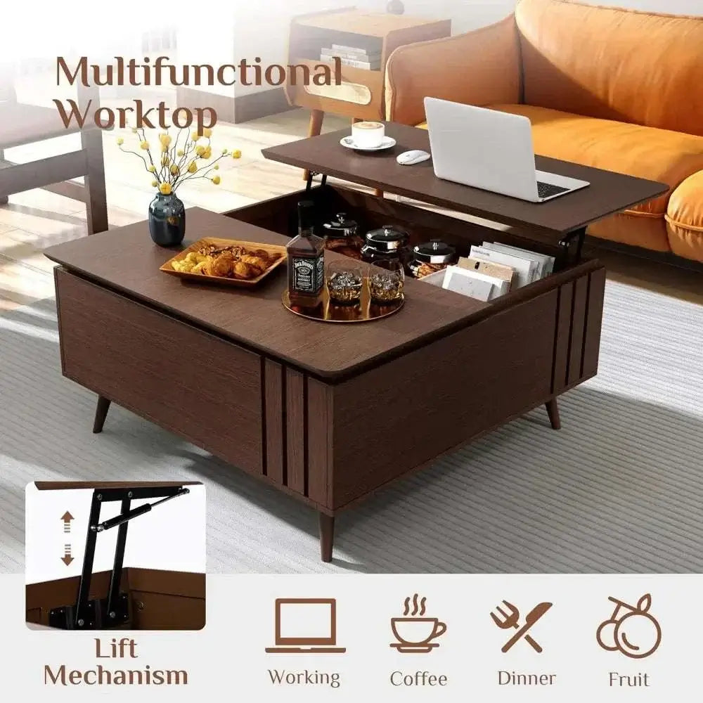 Lift Top Coffee Table with Storage featuring a multifunctional worktop and lift mechanism for convenience.