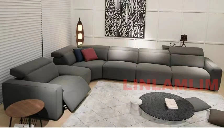 Dual Motors Electric Recliner Sofa – Genuine Leather Power Headrests