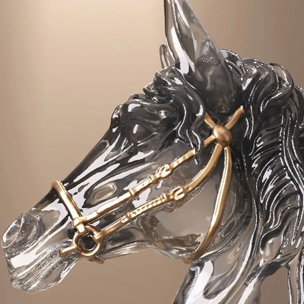 Luxury Resin Horsehead Ornament Art Design Sculptures and Figurines Living Room Decoration Accessories for Home Decor
