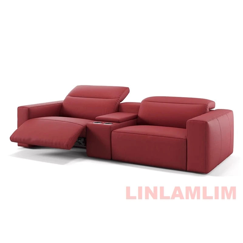 Dual Motors Electric Recliner Sofa – Genuine Leather Power Headrests