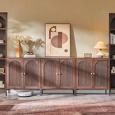 Modern Buffet Cabinet with Storage, 92.63" W Fluted Arched Sideboard Cabinet w/Adjustable Shelves, Wooden Modular, Customized.