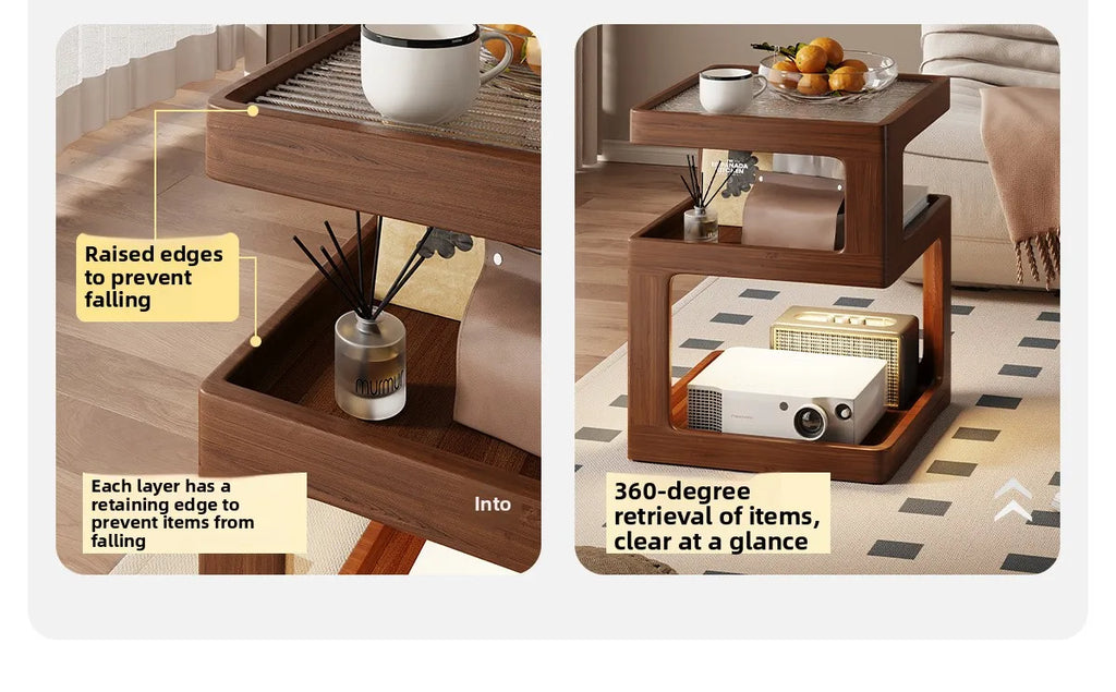 Solid wood bedside table, bedroom bedside storage, household sofa edge - view 17