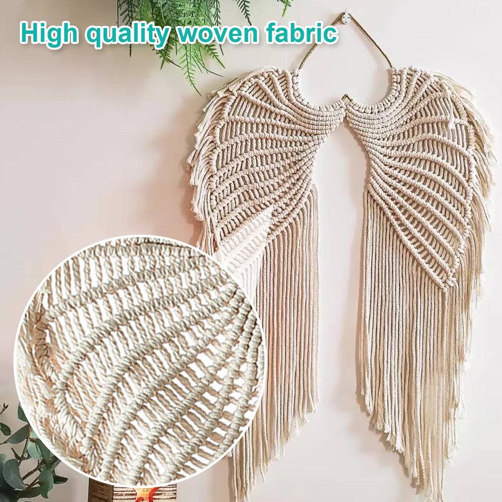 Angel Wing Hanging Tapestry with Tassels – Macrame Cotton Wall Decor