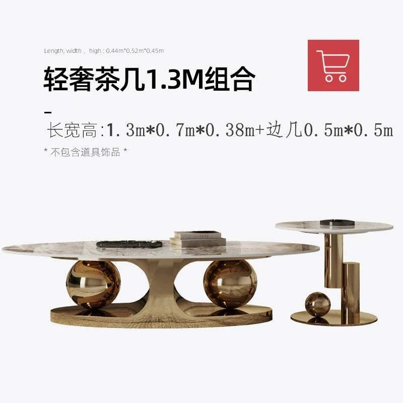 Modern coffee table with spherical design elements on a white background