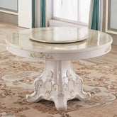 4 person gold dining table in modern design, round shape with elegant details for living room decor.