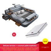 Smart Massage Storage Bed Multifunction Leather Bed Frame King Size Smart Bed With Projector Bluetooth Modern Bedroom Furniture