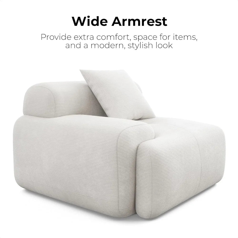 118" Modern L-Shaped Modular Corduroy Sectional Sofa