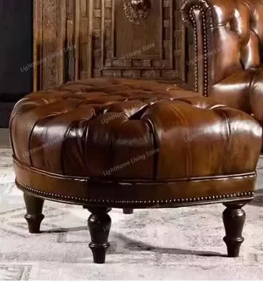 Genuine Leather Accent Chair | Classic Luxury Armchair
