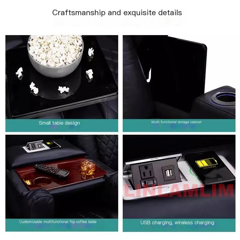 Luxury Dual Motors Power Reclining Sofa with LED Lighting, USB, Hidden Storage