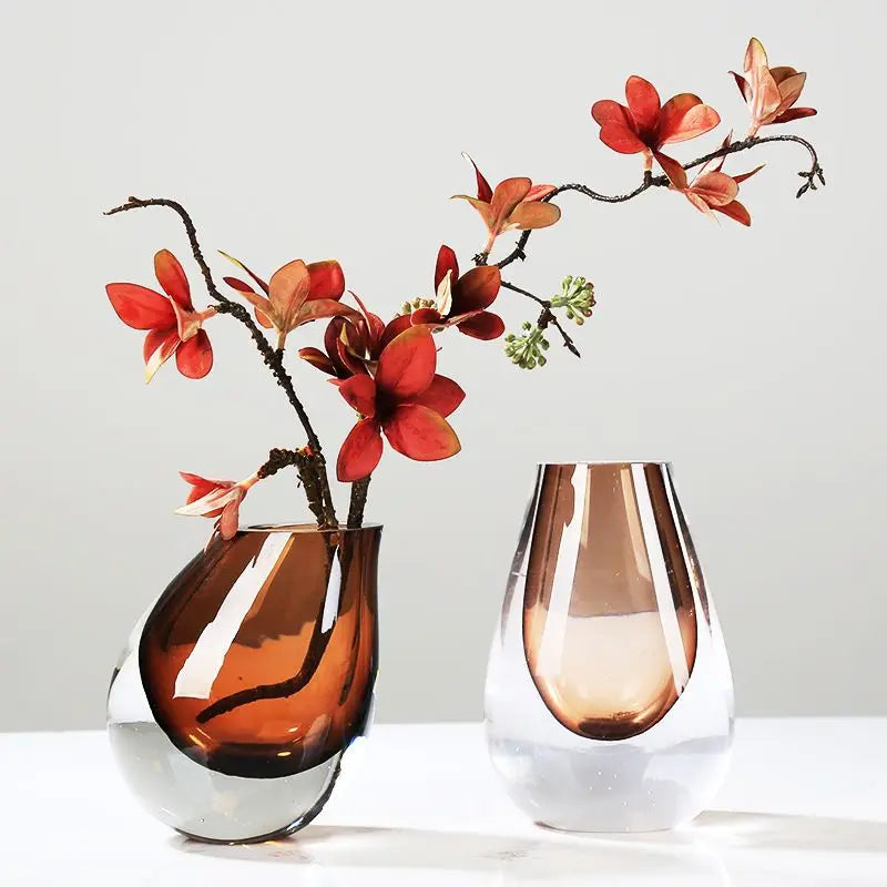 Minimalist Art Glass Vase | Hydroponic & Floral Display Accent