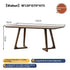 Wooden table with dimensions and assembly information on a white background