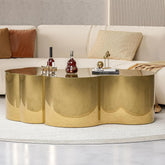 Modern gold stainless steel coffee table with cloud design, perfect for stylish living room or bedroom decor.