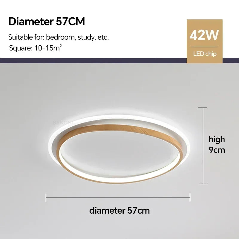 DAMIASMIL LED Modern Ceiling Lamp Creative Round Walnut Wood Color Ceiling Light for Bedroom Study Restaurant Lighting Lustre - view 28