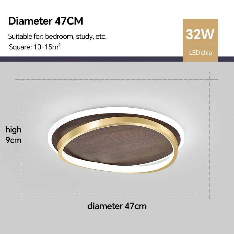 DAMIASMIL LED Modern Ceiling Lamp Creative Round Walnut Wood Color Ceiling Light for Bedroom Study Restaurant Lighting Lustre - view 24