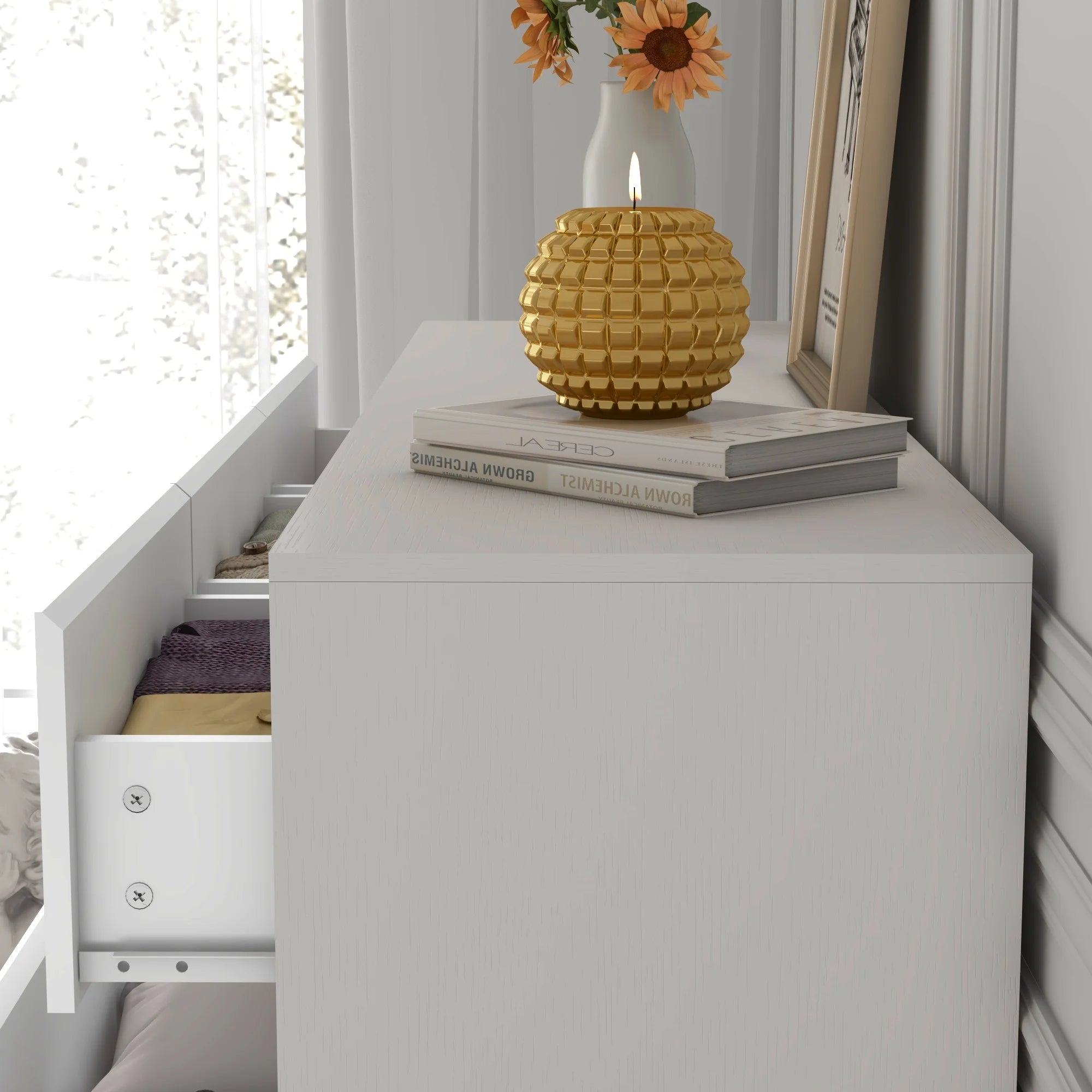 7 Drawer Dresser for Bedroom, 55 Inch Modern Design