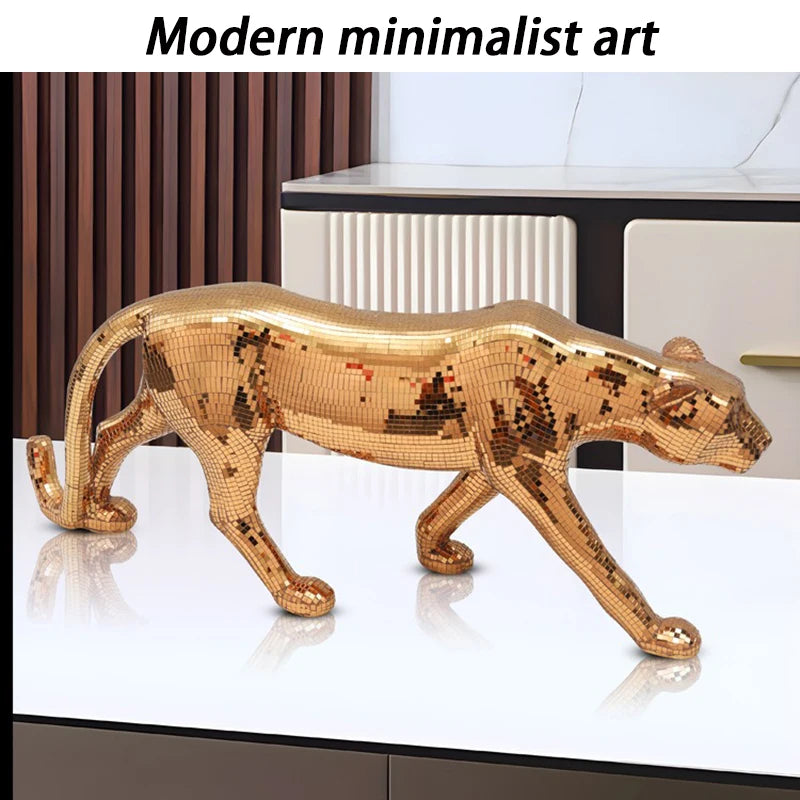 Modern Luxury Leopard Sculptures Desk Ornaments Art Leopard Figurines Living Room Creative Animals Sculptures Bedroom Home Decor