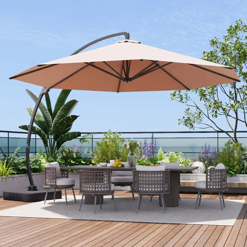 11 FT Cantilever Umbrella with Base Included, Patio Large Aluminum Offset Umbrella Windproof with 360°Rotation,, Customized - view 1