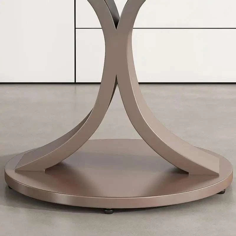 Base of Metallic side table with a modern design on a neutral background