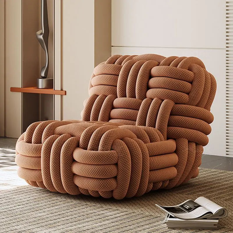 Any Size Custom Nordic Knit Lounge Chair Handwoven Chenille Fabric High Resilience Foam Comfortable Minimalist Living Room Leisu - view 1
