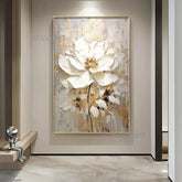 Decorative floral painting in a modern interior setting