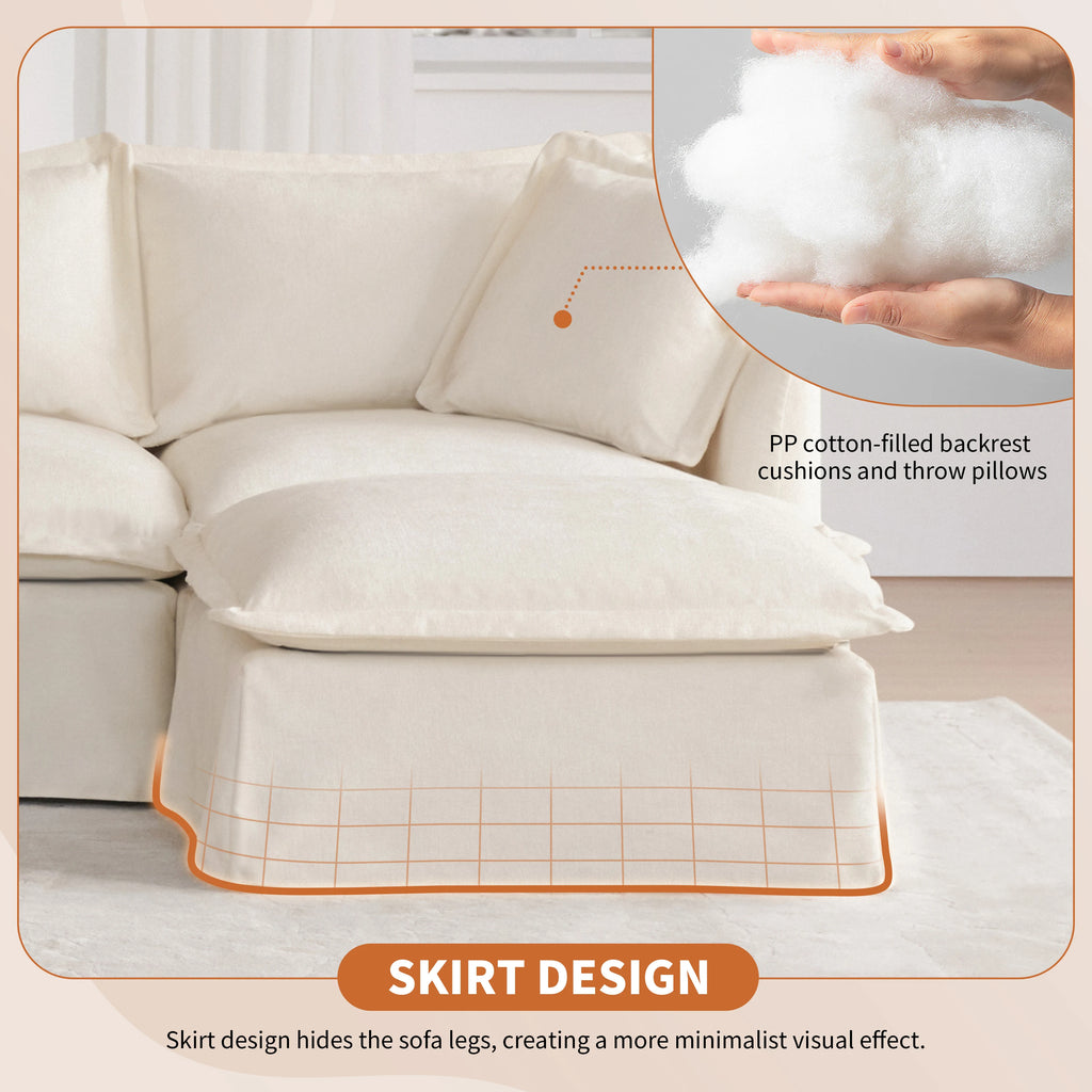 Modular Sectional Sofa with Movable Ottoman and Console,Cup Holder,Wide Seat,6 Seat U Shaped Couch,Oversized Chenille Sofa