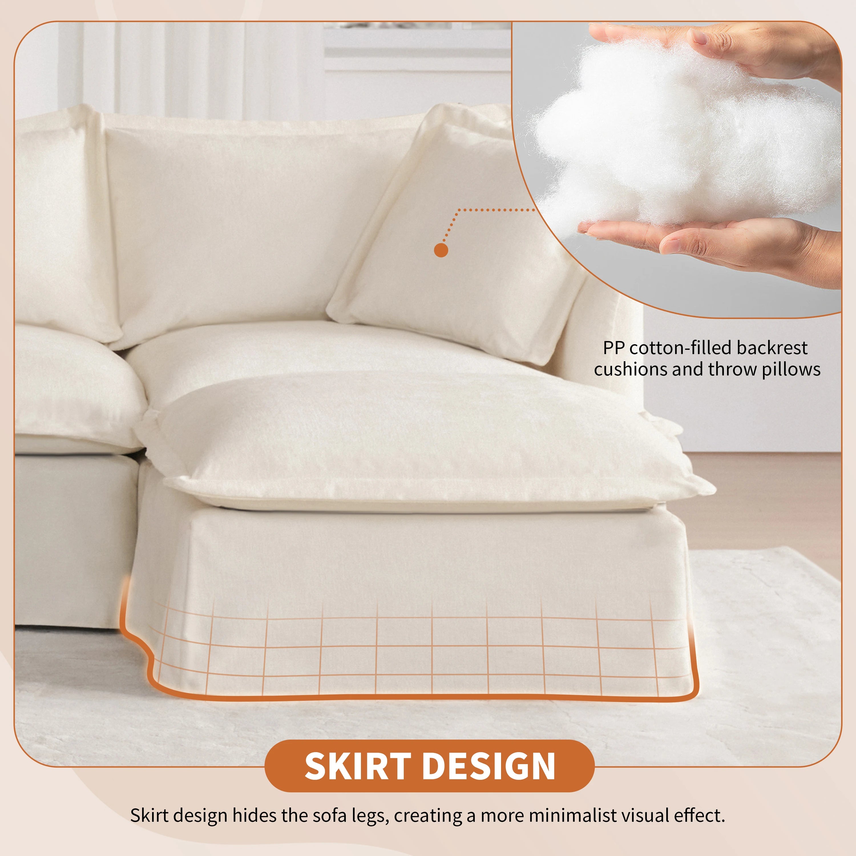 Modular Sectional Sofa with Movable Ottoman and Console,Cup Holder,Wide Seat,6 Seat U Shaped Couch,Oversized Chenille Sofa