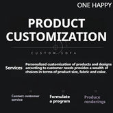 Advertisement for product customization services with text on a black background